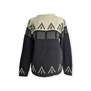 Vintage Carol Brent Black & Cream Mod Knitted Ski Sweater